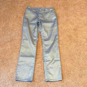 Chicos Platinum denim glitter slim leg jeans size 00